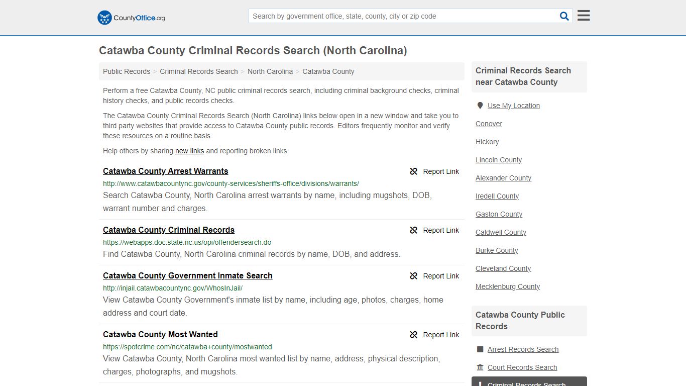 Catawba County Criminal Records Search (North Carolina)