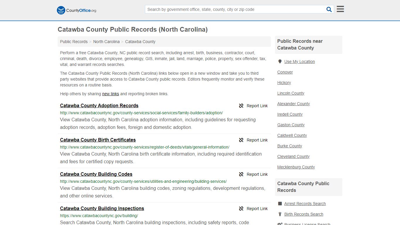 Public Records - Catawba County, NC (Business, Criminal, GIS, Property ...